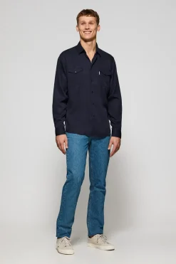 Camisa Franklin azul marino con bolsillos regular fit