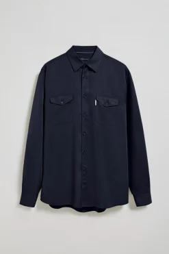 Camisa Franklin azul marino con bolsillos regular fit