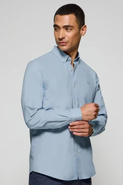 Camisa lisa oxford azul celeste con logo bordado Polo Club