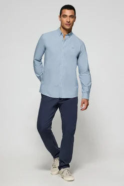 Camisa lisa oxford azul celeste con logo bordado Polo Club