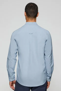 Camisa lisa oxford azul celeste con logo bordado Polo Club