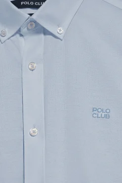 Camisa lisa oxford azul celeste con logo bordado Polo Club