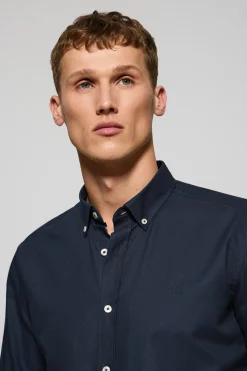 Camisa lisa oxford azul marino con logo bordado Polo Club