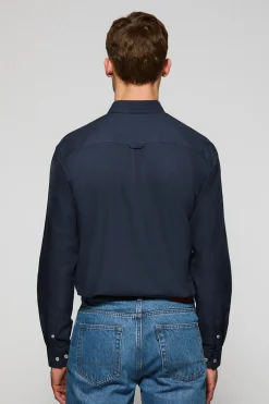 Camisa lisa oxford azul marino con logo bordado Polo Club