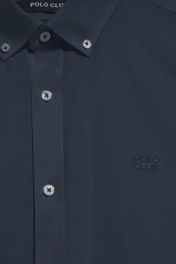 Camisa lisa oxford azul marino con logo bordado Polo Club
