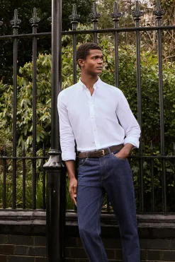 Camisa lisa oxford blanca con logo bordado Polo Club