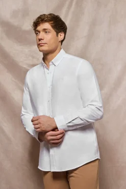 Camisa lisa oxford blanca con logo bordado Polo Club
