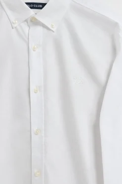 Camisa lisa oxford blanca con logo bordado Polo Club