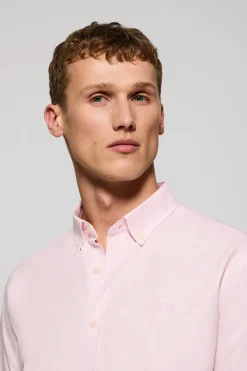 Camisa lisa oxford rosa con logo bordado Polo Club