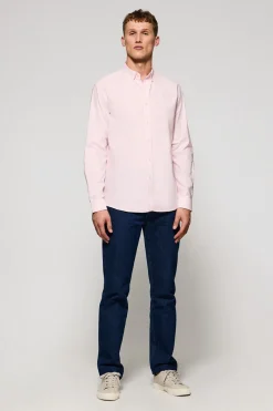 Camisa lisa oxford rosa con logo bordado Polo Club