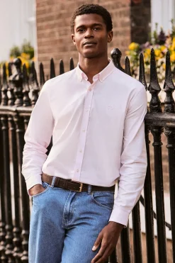 Camisa lisa oxford rosa con logo bordado Polo Club