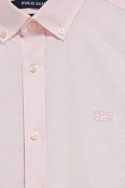 Camisa lisa oxford rosa con logo bordado Polo Club