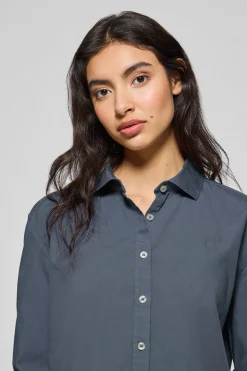 Camisa loose fit azul denim con logo block Polo Club