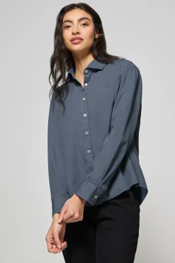 Camisa loose fit azul denim con logo block Polo Club