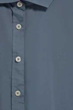 Camisa loose fit azul denim con logo block Polo Club