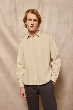 Camisa loose fit beige con logo bordado Polo Club