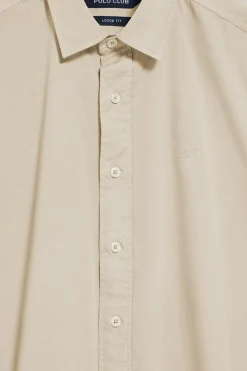 Camisa loose fit beige con logo bordado Polo Club