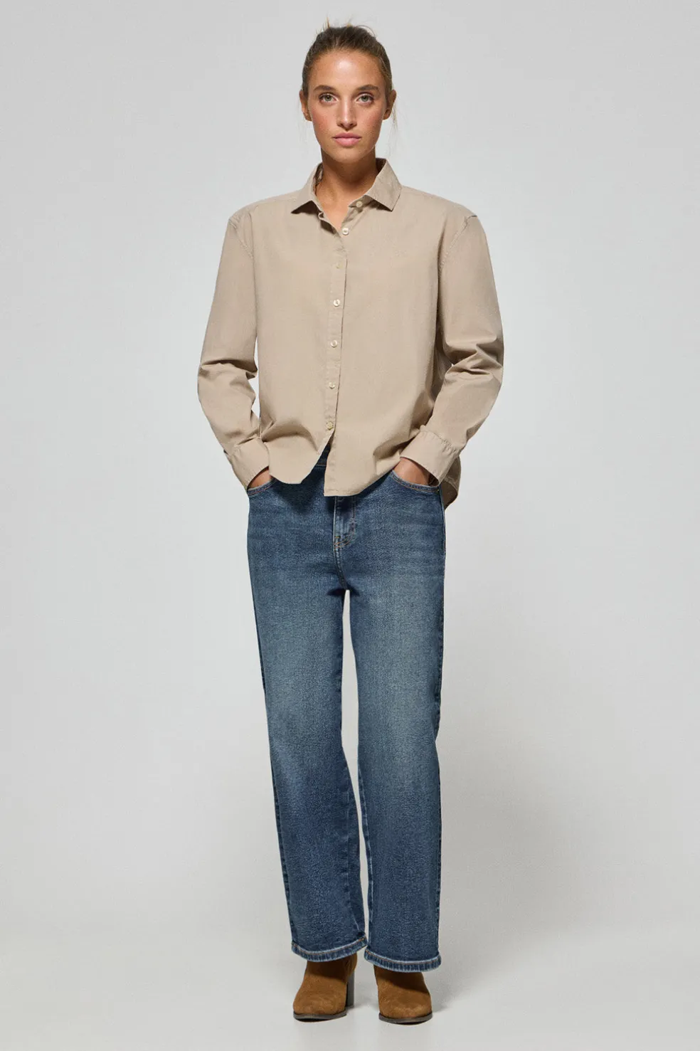 Camisa loose fit color arena con logo block Polo Club