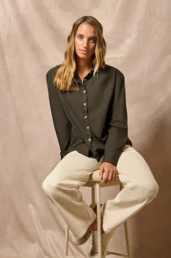 Camisa loose fit verde con logo block Polo Club