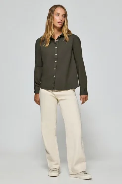 Camisa loose fit verde con logo block Polo Club
