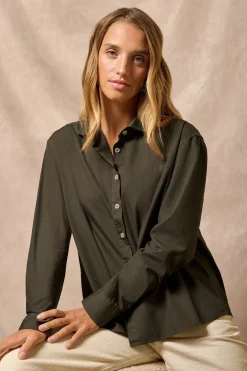 Camisa loose fit verde con logo block Polo Club
