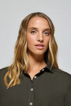 Camisa loose fit verde con logo block Polo Club