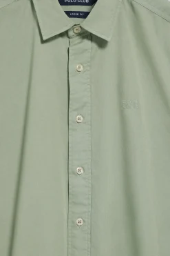 Camisa loose fit verde jade con logo bordado Polo Club