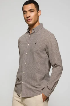 Camisa marrón Williams pata de gallo con logo Rigby Go bordado