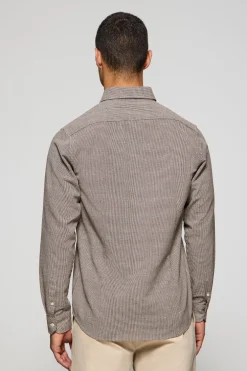 Camisa marrón Williams pata de gallo con logo Rigby Go bordado
