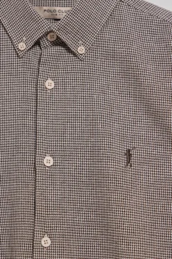 Camisa marrón Williams pata de gallo con logo Rigby Go bordado