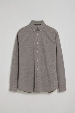 Camisa marrón Williams pata de gallo con logo Rigby Go bordado