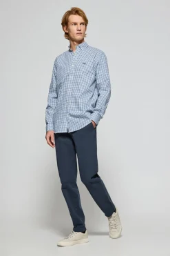 Camisa Mataró azul de cuadro vichy con logo Polo Club