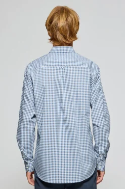 Camisa Mataró azul de cuadro vichy con logo Polo Club