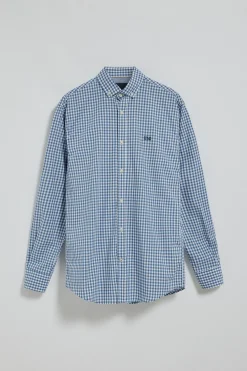 Camisa Mataró azul de cuadro vichy con logo Polo Club