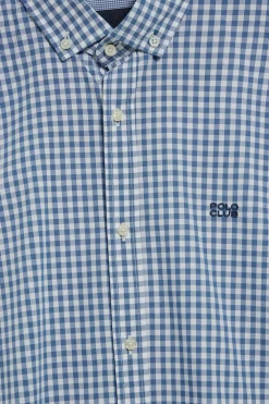 Camisa Mataró azul de cuadro vichy con logo Polo Club