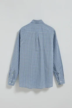 Camisa Mataró azul de cuadro vichy con logo Polo Club