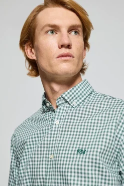 Camisa Mataró verde de cuadro vichy con logo Polo Club