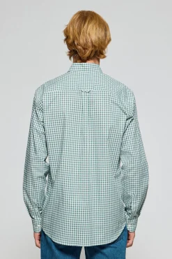 Camisa Mataró verde de cuadro vichy con logo Polo Club