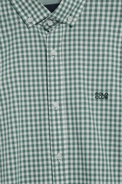 Camisa Mataró verde de cuadro vichy con logo Polo Club