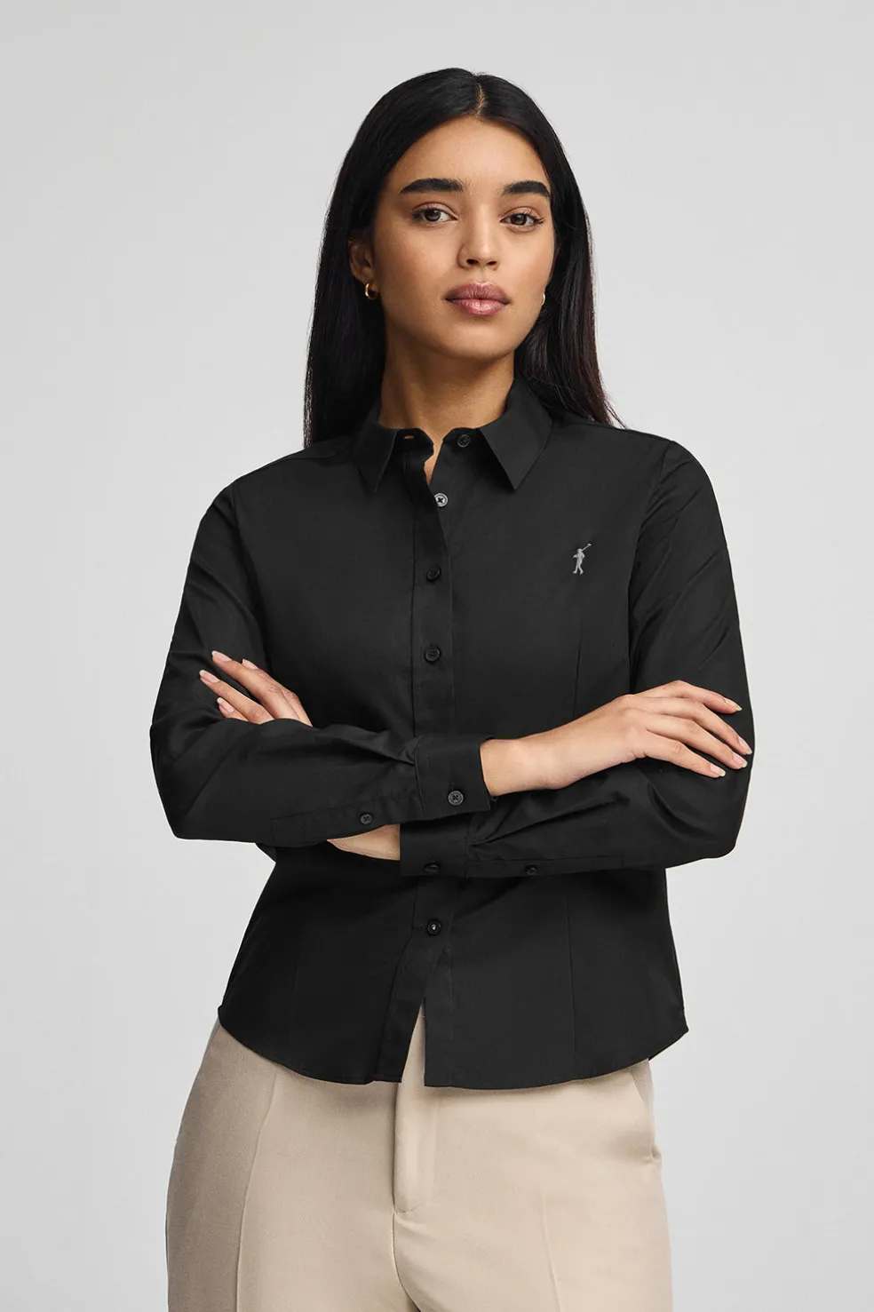 Camisa negra de corte slim con logo Rigby Go