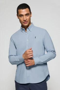 Camisa oxford azul cielo con logo bordado Rigby Go