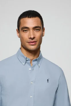 Camisa oxford azul cielo con logo bordado Rigby Go