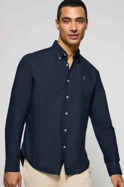 Camisa oxford azul marino con logo bordado Rigby Go