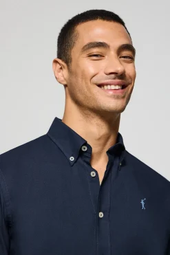 Camisa oxford azul marino con logo bordado Rigby Go