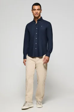 Camisa oxford azul marino con logo bordado Rigby Go