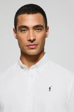 Camisa oxford blanca con logo bordado Rigby Go