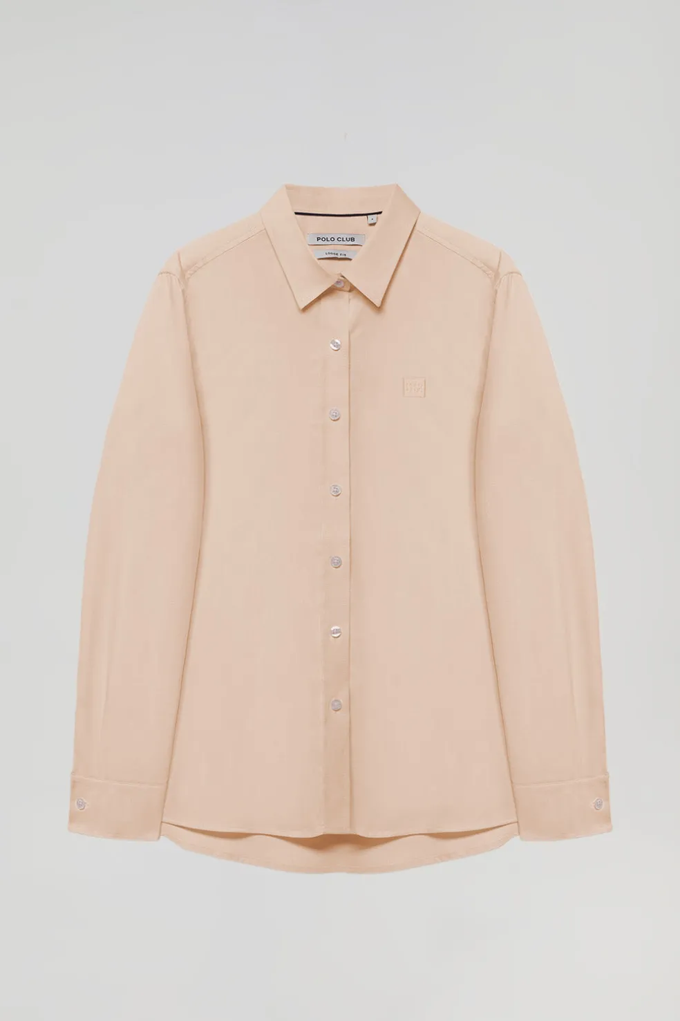 Camisa oxford color melocotón con logo bordado