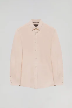Camisa Oxford color melocotón con logo Rigby Go