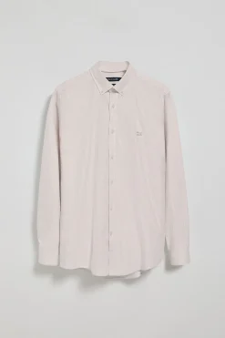 Camisa oxford de raya yale marrón claro con logo bordado Polo Club