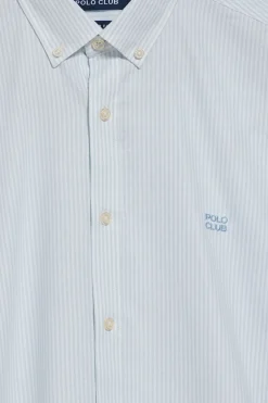 Camisa oxford de raya yale azul claro con logo bordado Polo Club